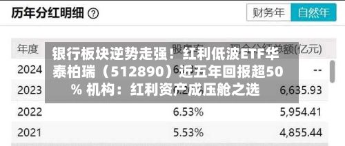 银行板块逆势走强！红利低波ETF华泰柏瑞（512890）近五年回报超50% 机构：红利资产成压舱之选-第3张图片