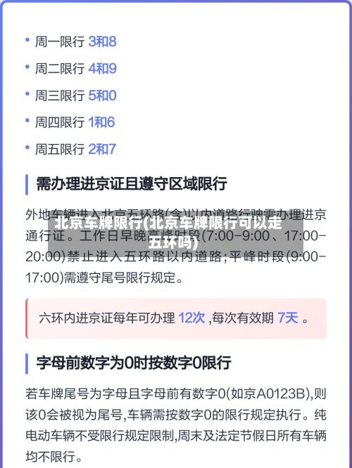 北京车牌限行(北京车牌限行可以走五环吗)-第2张图片