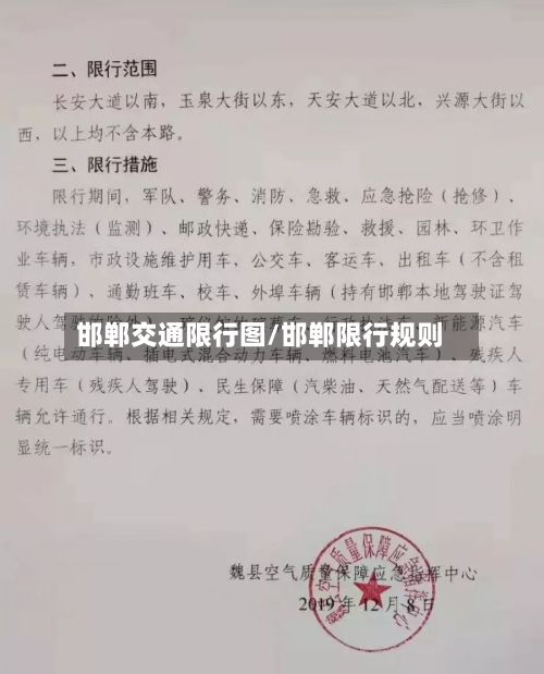邯郸交通限行图/邯郸限行规则