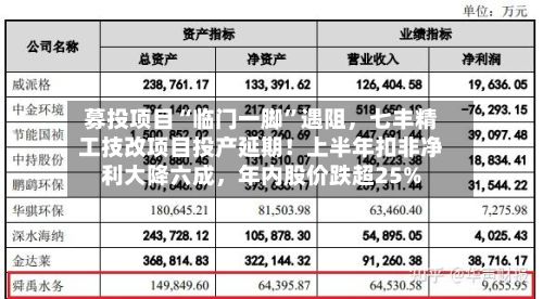 募投项目“临门一脚”遇阻,七丰精工技改项目投产延期!上半年扣非净利大降六成,年内股价跌超25%