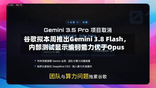 谷歌拟本周推出Gemini 3.8 Flash，内部测试显示编码能力优于Opus