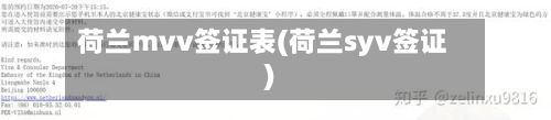 荷兰mvv签证表(荷兰syv签证)