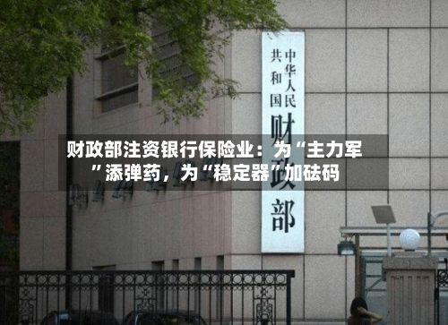 财政部注资银行保险业：为“主力军”添弹药，为“稳定器”加砝码-第2张图片