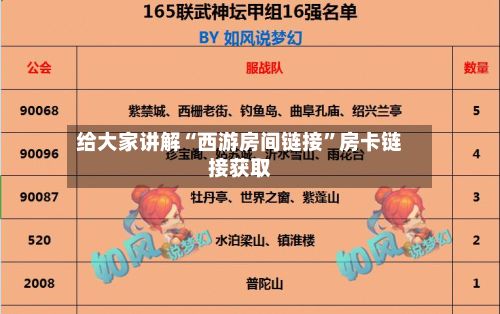给大家讲解“西游房间链接”房卡链接获取-第2张图片
