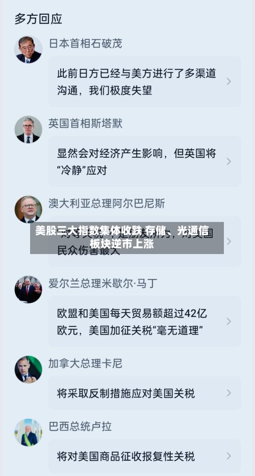 美股三大指数集体收跌 存储、光通信板块逆市上涨