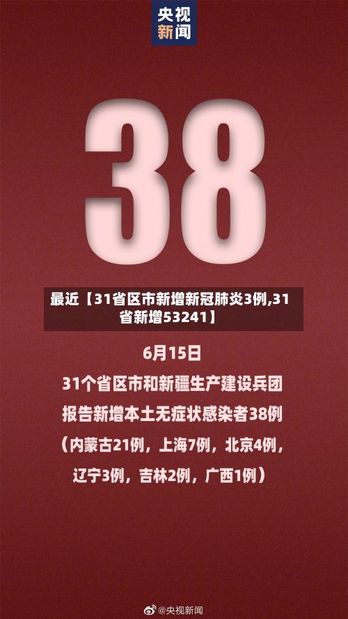 最近【31省区市新增新冠肺炎3例,31省新增53241】