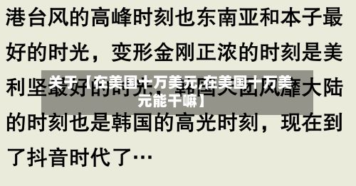 关于【在美国十万美元,在美国十万美元能干嘛】