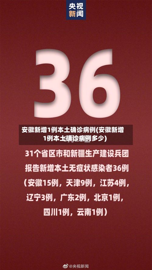 安徽新增1例本土确诊病例(安徽新增1例本土确诊病例多少)