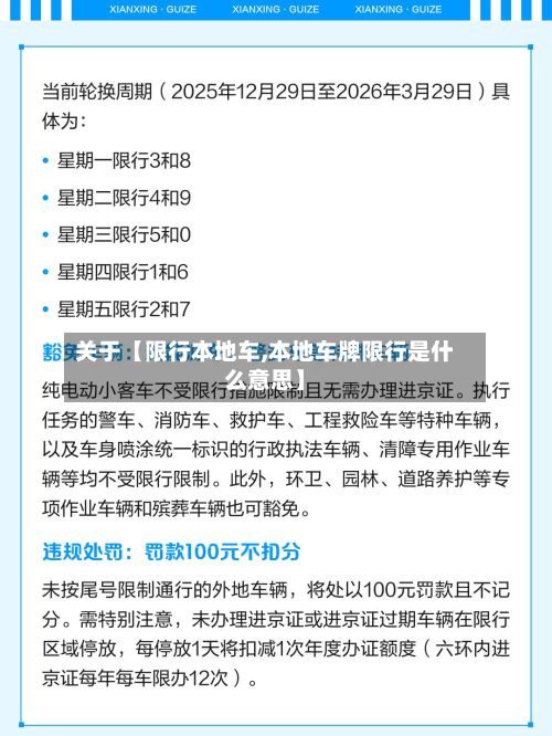 关于【限行本地车,本地车牌限行是什么意思】
