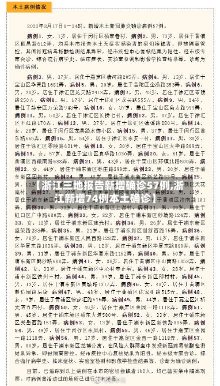 【浙江三地报告新增确诊57例,浙江新增74例本土确诊】