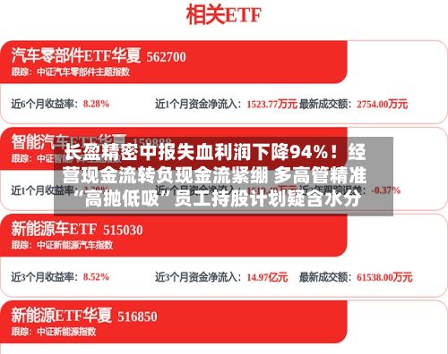 长盈精密中报失血利润下降94%！经营现金流转负现金流紧绷 多高管精准“高抛低吸”员工持股计划疑含水分-第1张图片