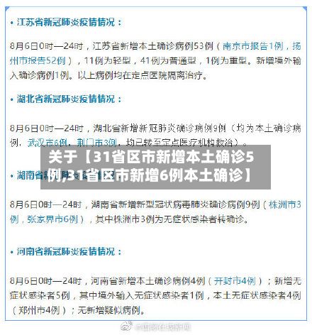 关于【31省区市新增本土确诊5例,31省区市新增6例本土确诊】