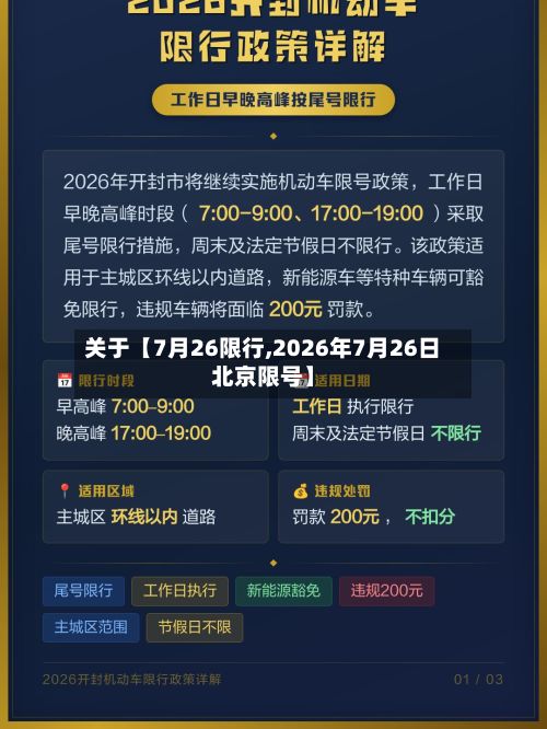 关于【7月26限行,2026年7月26日北京限号】
