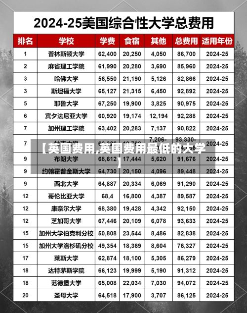 【英国费用,英国费用最低的大学】