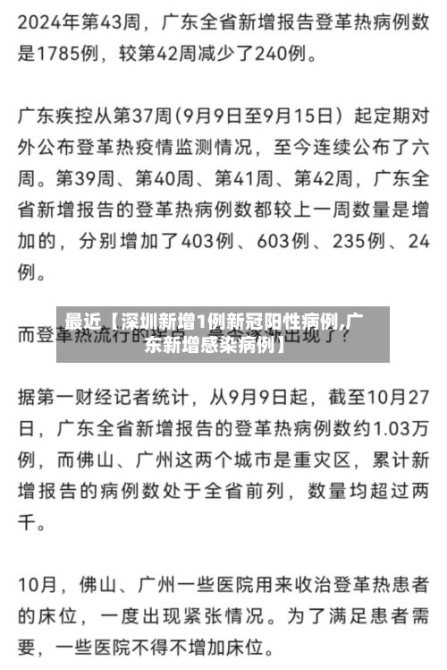 最近【深圳新增1例新冠阳性病例,广东新增感染病例】